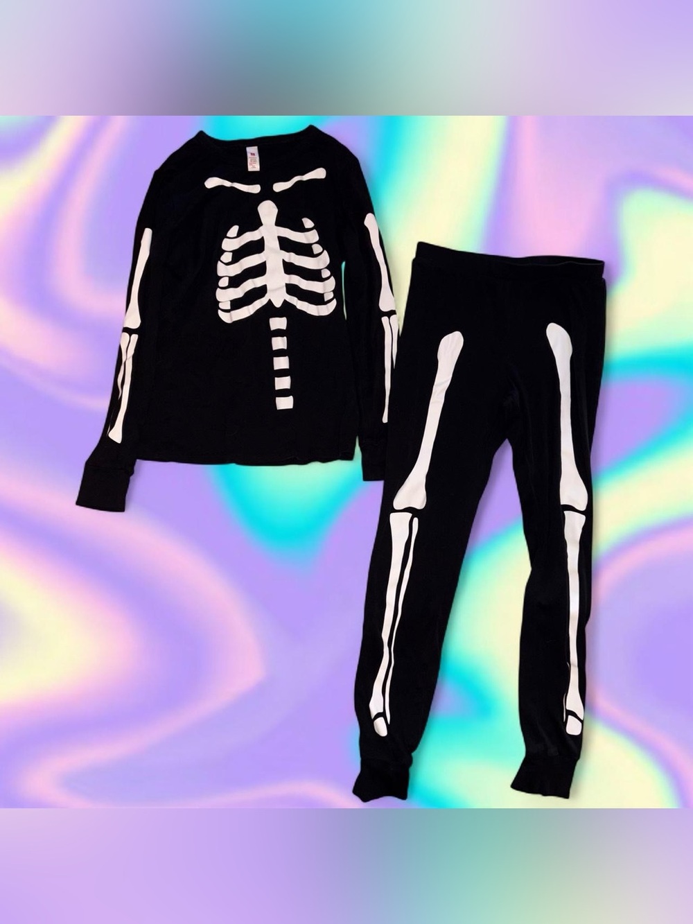 100% cotton GLOW IN THE DARK skeleton pajamas - target, sz sm